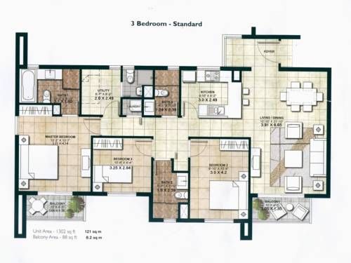 1 Bedroom Layout